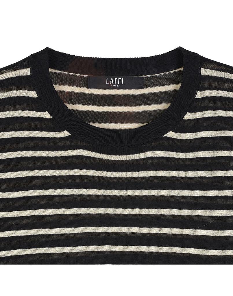 LAFELSORTOF Striped Round Neck Knit Top