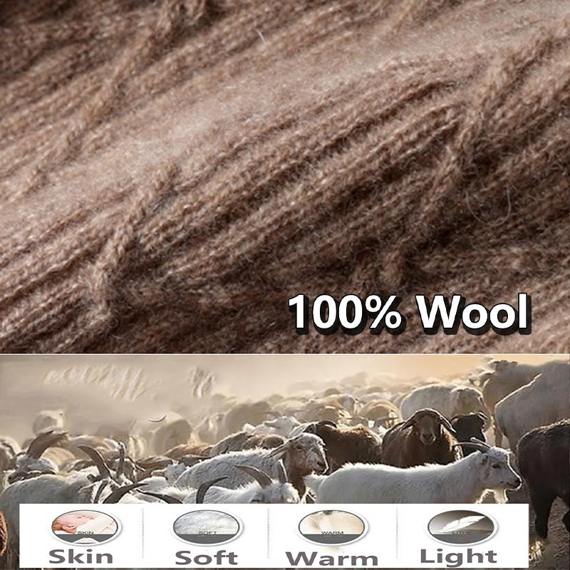 100% Wolle Gestrickter Rollkragenschal Winter Herbst Warm Weich Ringschals Muster Nackenwärmer Mode Snood Stirnband Damen Falsch