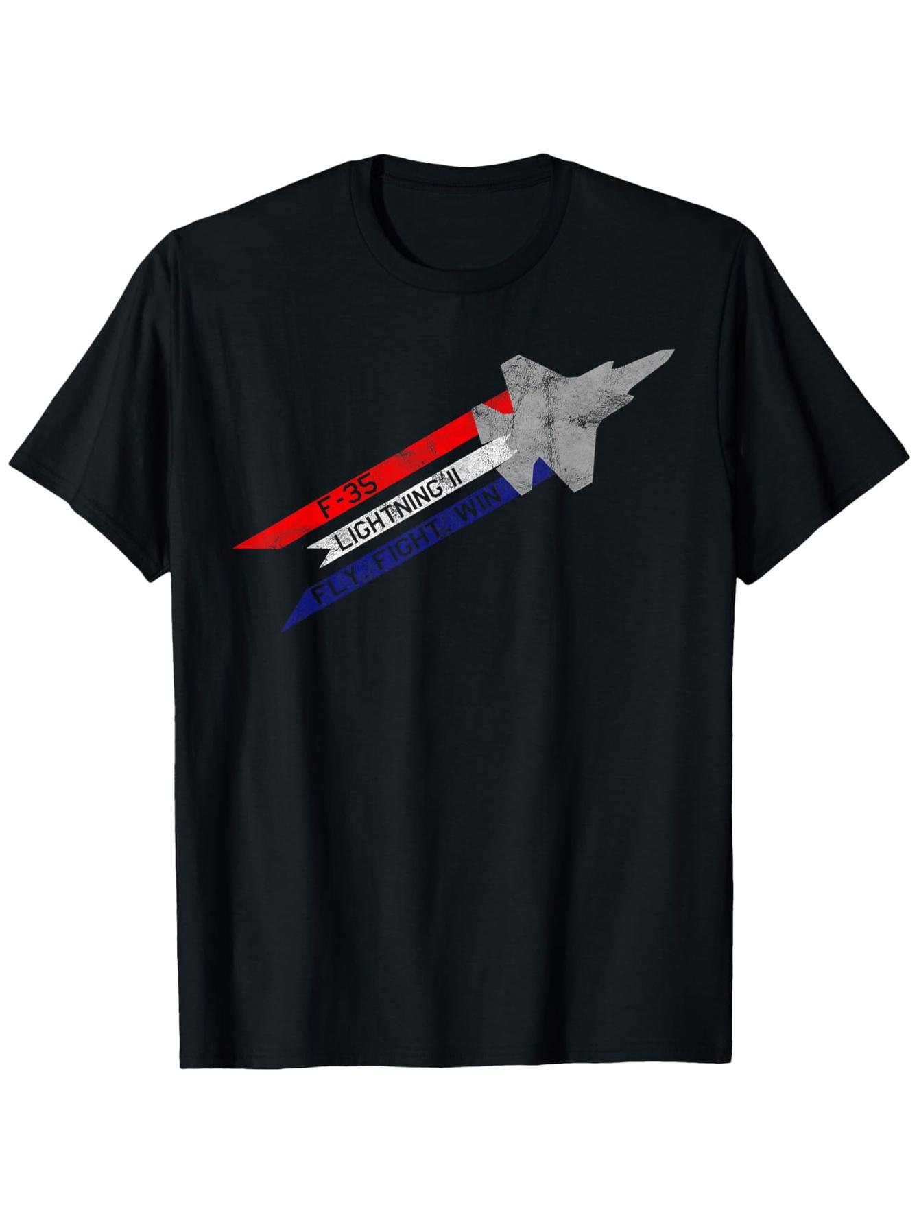 

F35 Lightning II Jet Fighter Fly Fight WinPatriotic American Flag 100 cotton short sleeve Oneck printed mens Tshirt S