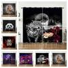 Curtains Dark Wind Animal Panda Leopard Horse Curtains Bedroom Living Room Blackout Curtain Punching