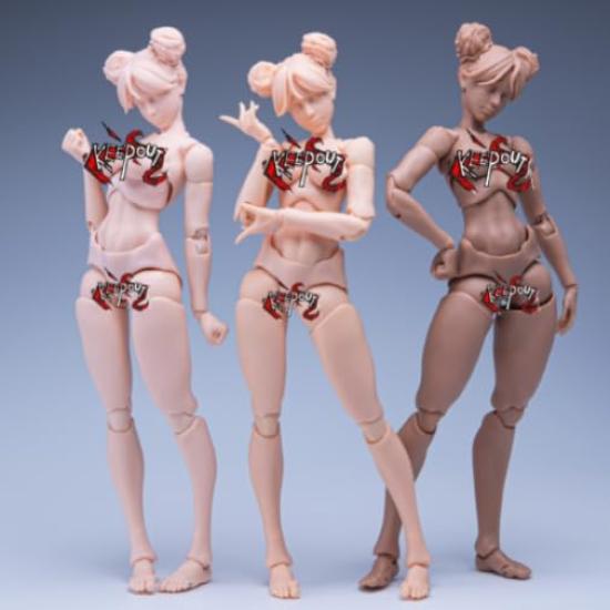 Scale Female Action Figure Art Model Doll with Ball Jointed Flexible Body for and Customization 1/12 - Drawing, Collecting, (Black Skin)