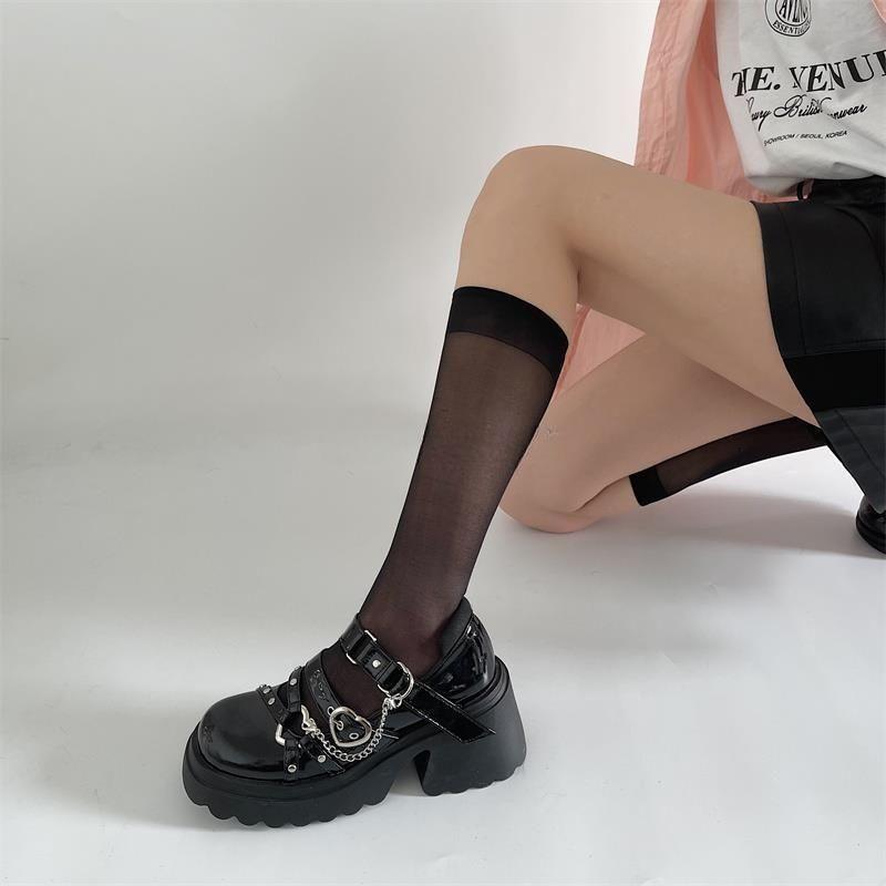 Thick-soled Heightening Mary Jane Shoes Women's Retro Versatile British Style Niche Design Fashion Chain Small Leather Shoes