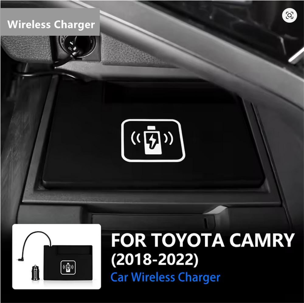 Car Qi Wireless Fast Charger Charging Pad PVC For Toyota Camry 2018-2022