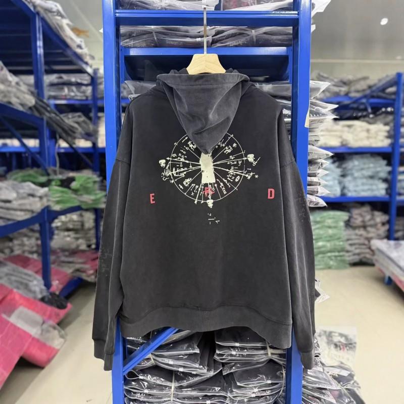 Mens Oversized Washed Cotton Hoodie With Graphic Print Fall Winter 2026 Streetwear