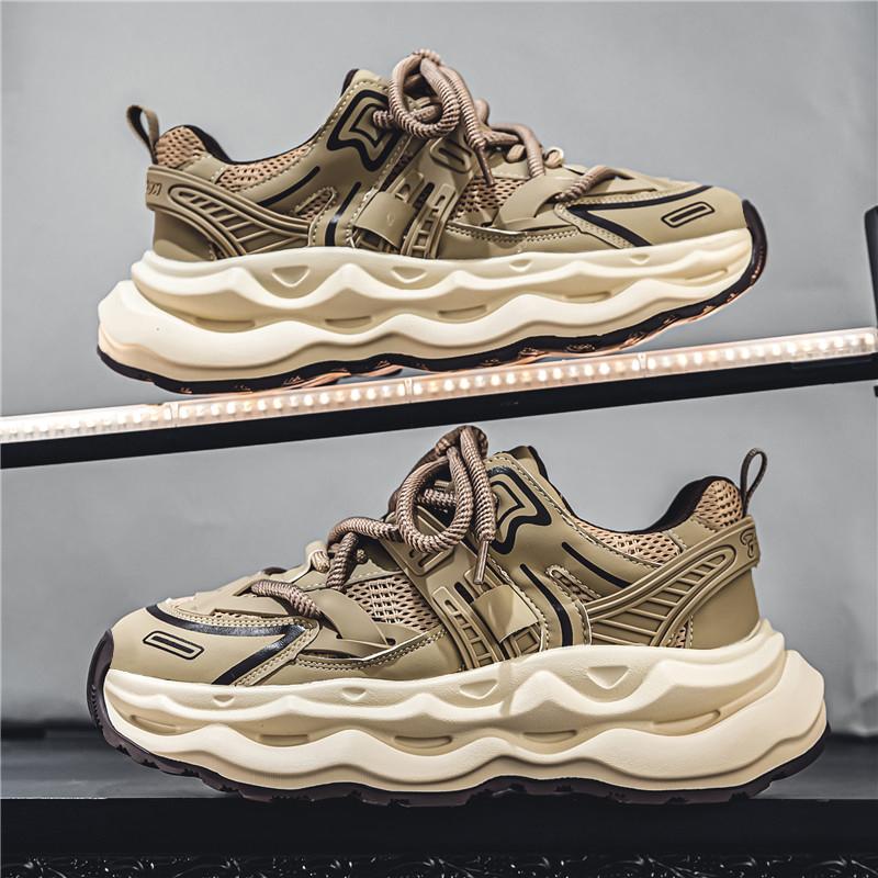 Fashion New low-top shoes 2024 spring and summer mesh mesh mesh breathable platform comfortable white shoes for men