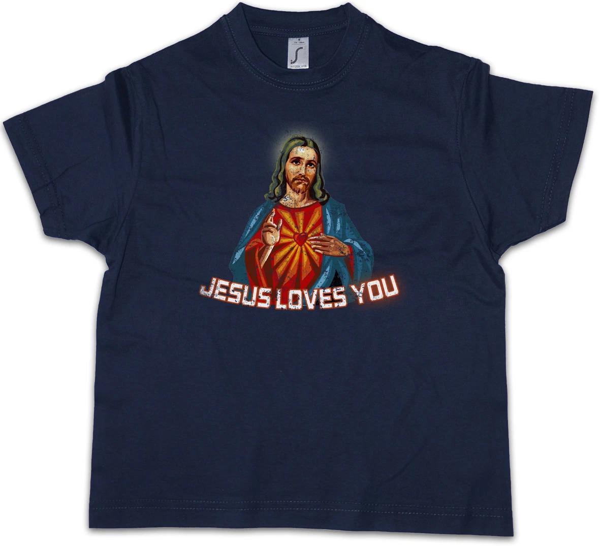JESUS LOVES YOU Kids Boys T-Shirt Religion Christs Christ Christanity Messiah 110