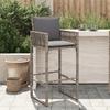 VidaXL Garden Bar Stools Cushions Set of 2 Grey Wicker, Stool, Outdoor Bar Stool, Bar Chair, 368707