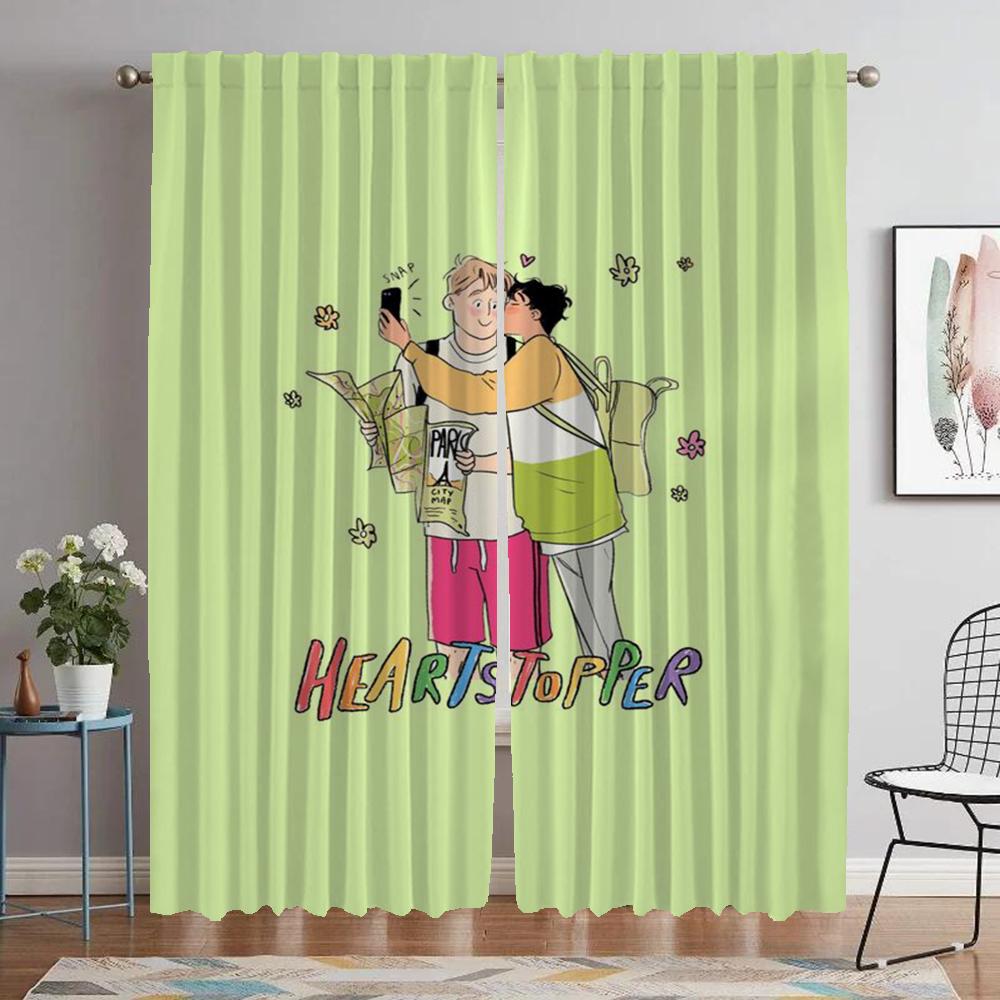Window Curtain for Room 2 Panel Heartstopper Partition Elegant Room Curtains Shades Tulle for Bedroom Halloween Decoration Child