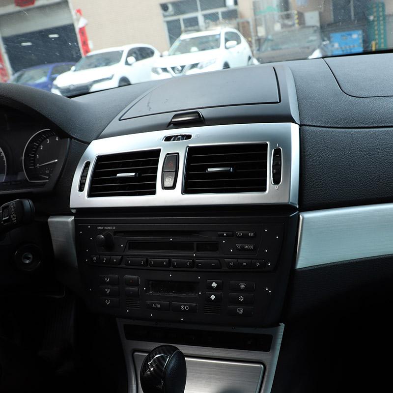 For BMW X3 E83 2006-2010 ABS Silver Car Center Console Central Air-conditioning Air Outlet Frame Trim Stickers Car