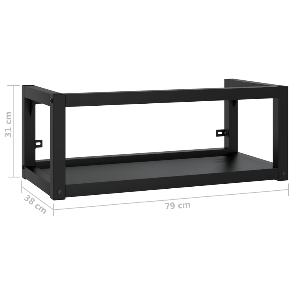 Bathroom Wall Mounted Washbasin Stand Black 79 X 38 X 31 Cm Iron
