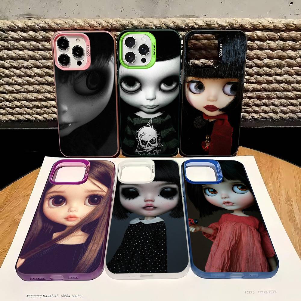 Dark Cute Girl Doll Phone Case For IPhone 17 16 15 14 13 Pro 12 11 Pro Max PLUS Color Back Cover