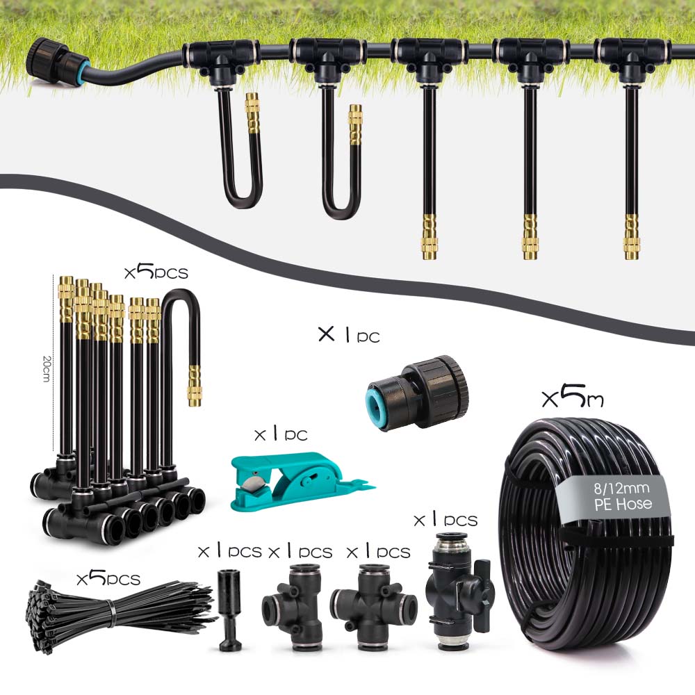 

3/8 8/11mm Garden Atomizing Cooling System Kit Orchard Garden Automatic Watering Cooling Components Flexible Adjustable Nozzle