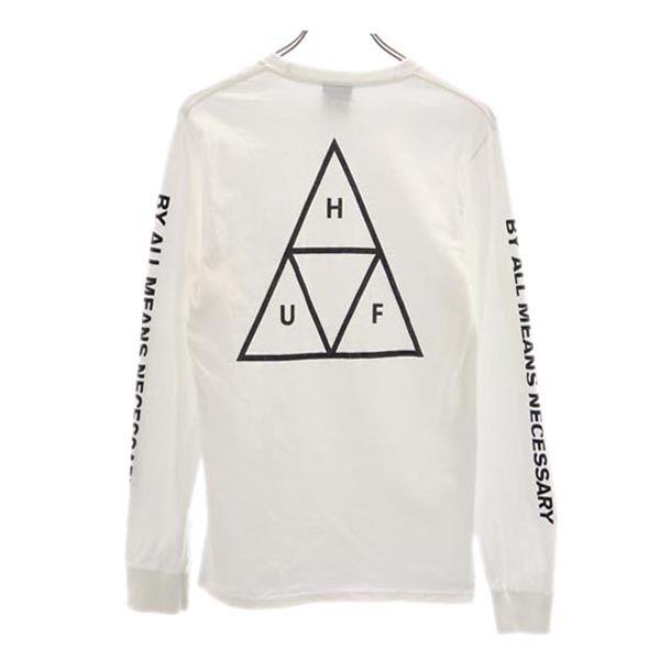 

HUF Футболка с длинным рукавом с принтом на спине S Белая система Ron T Мужская Б/у