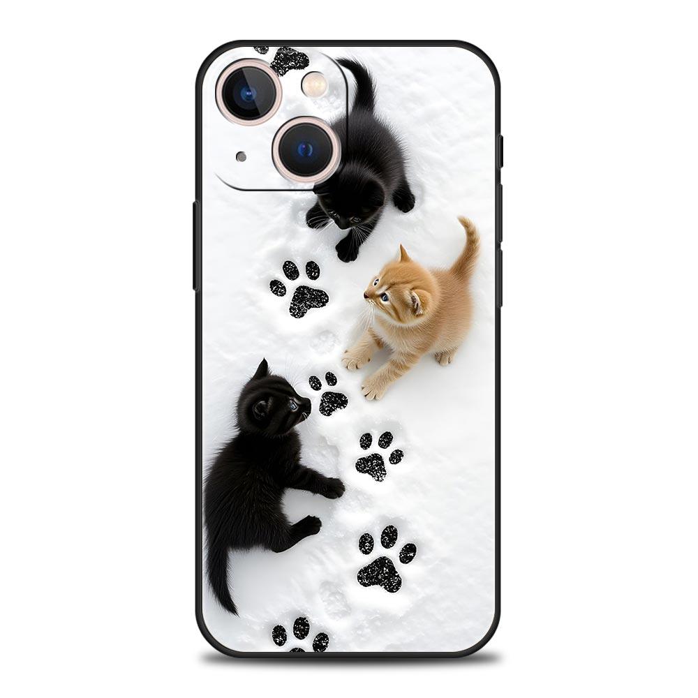 Cute Cat Phone Case Cover for iPhone 17 16 15 14 13 12 11 Pro Max 17 Air Plus Shockproof Soft TPU Shell Fundas Capas Coque Bags