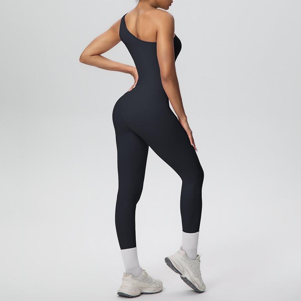 One-Shoulder Backless Sports Bra & High-Waisted Butt-Lifting Yoga Pants Set
