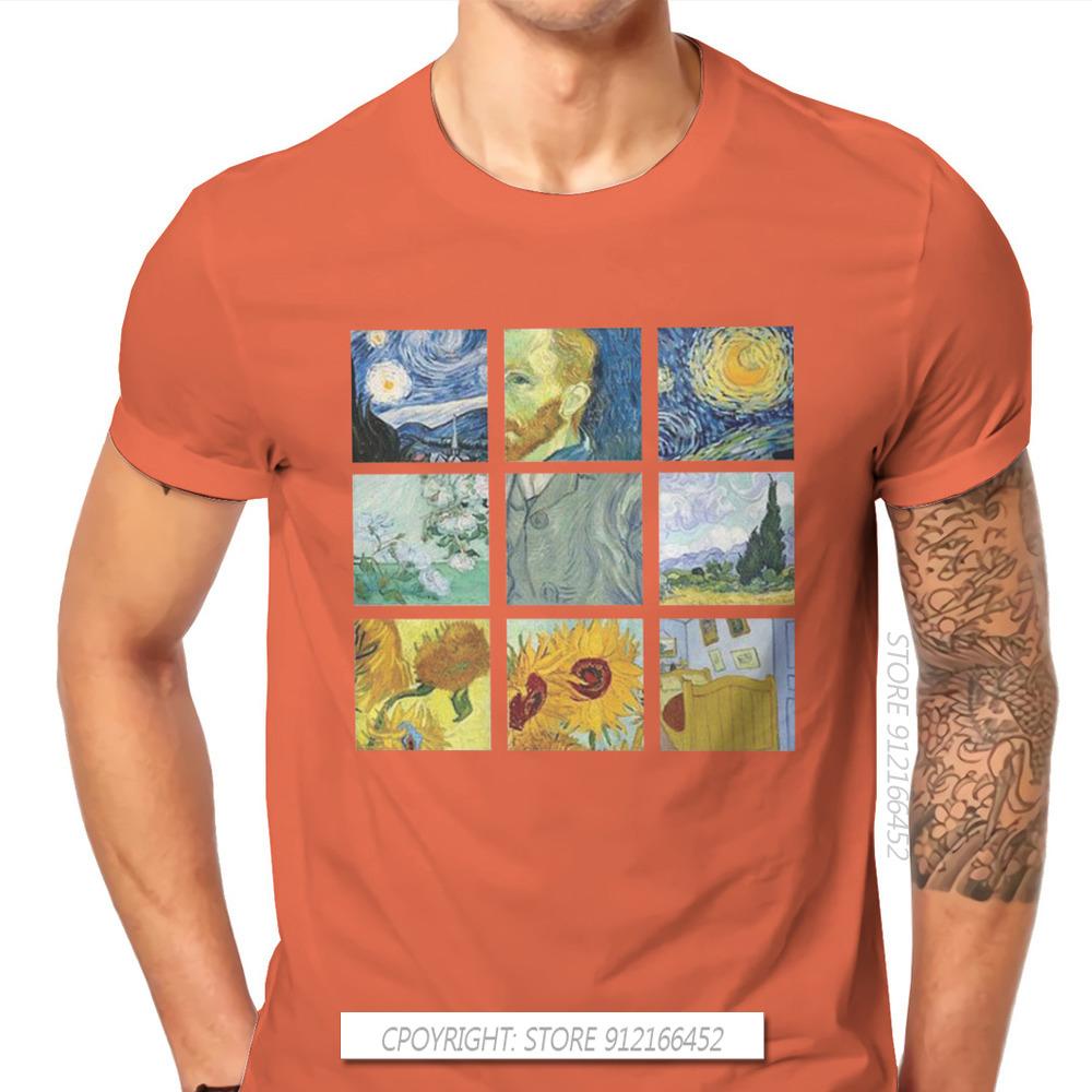 Vintage Alternative Funny Artwork Van Gogh Painting Unisex Tshirt Homme Graphic Clothes Cool Design Pure Cotton Harajuku T Shirt