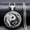Męski Tai Chi Yin Yang Karpiowy Żelazny Modny Elementy Mody Naszyjnik z Wisiorkiem