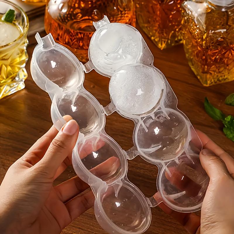 1pc 4 Sphere Ice Ball Maker Mold, Plastic Cocktail Whiskey Ice Tray Multifunctional Home Chocolate Molds, Kitchen Gadgets for Freezer, Bar Accessories