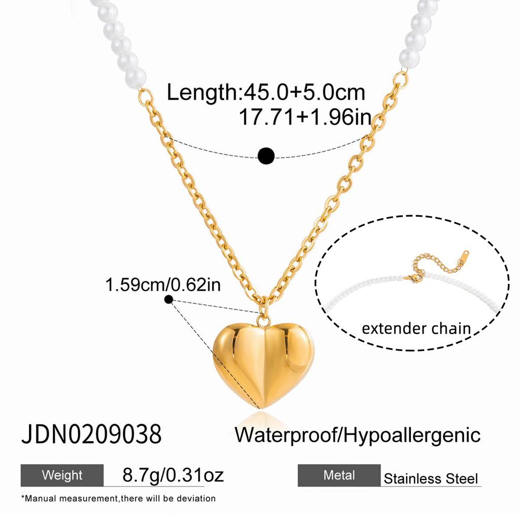 18K Gold, Sweet Wind Love Pendant, Pearl Sweater Chain, Beaded Necklace, Jewelry Accessories