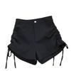 Women's High-Waist Slim A-Line Shorts with Side Laces - Korean Style, Autumn/Winter 2022