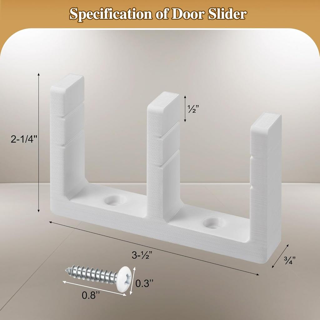 Feekoon 3 Pack Sliding Closet Door Floor Guide, Sliding Door Bottom Hardware for 1-3/8 Inch Thick Doors, Universal Adjustable Height Sliding Door