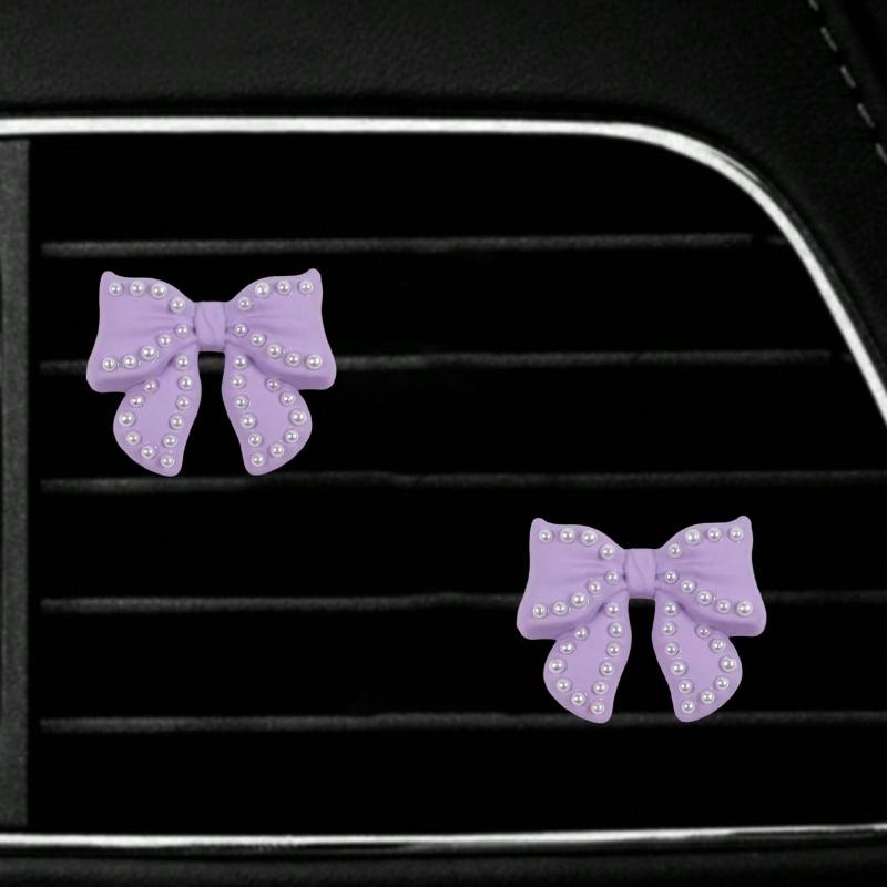 Pearled Bow Car Air Vent Decoration, Cute Car Interior Decor, Auto AC Vent Clip Accessory