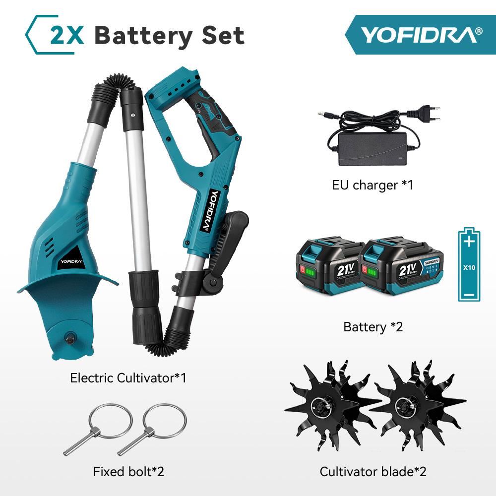 Yofidra 1200W Electric Scarifier Electric Garden Tiller Garden Cultivator Rototiller Lawn Mower Tool For Makita 21V Battery Pin