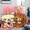 1PC Rilakkuma Print Flannel Blanket, High quality All Seasons, Home Decor, Warmth and Comfort, Perfect for Christmas Gifts
