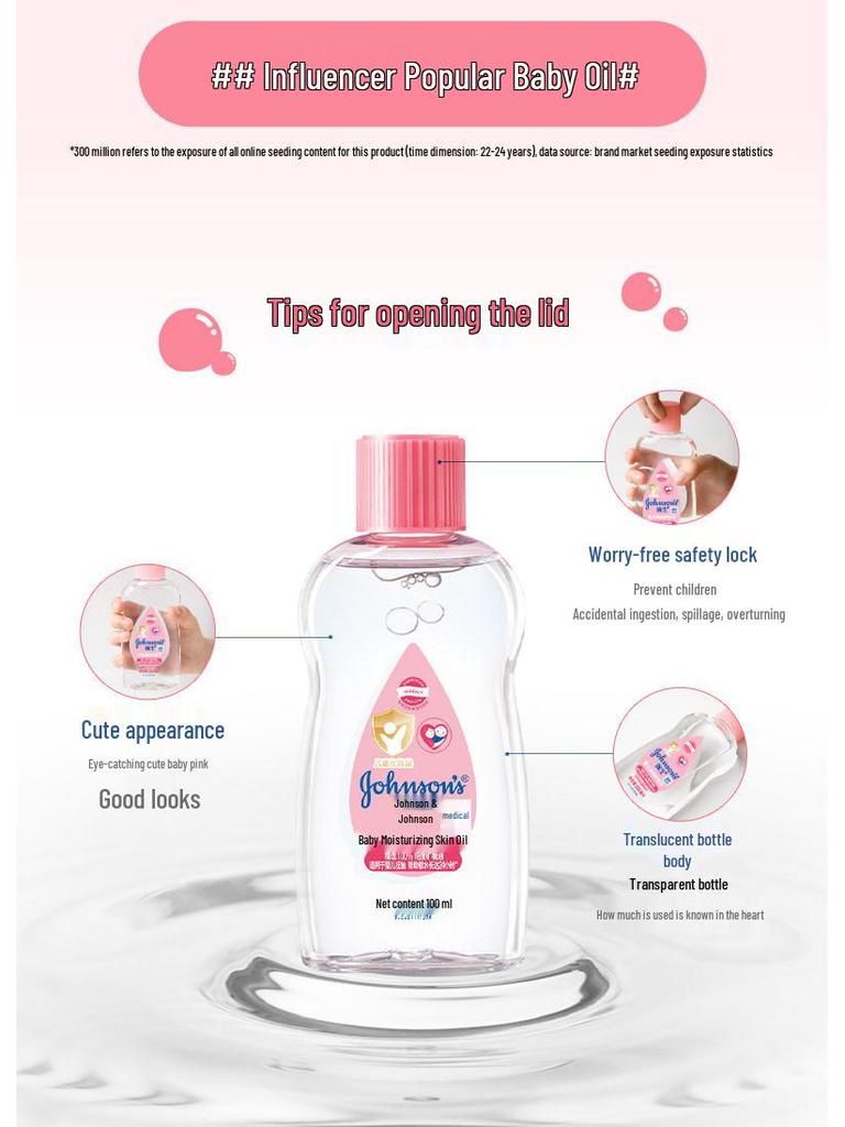 Johnson's Baby Feuchtigkeitsöl für Neugeborenenmassage und Hautpflege, Ideal für Kopfgneis und Mitesser.