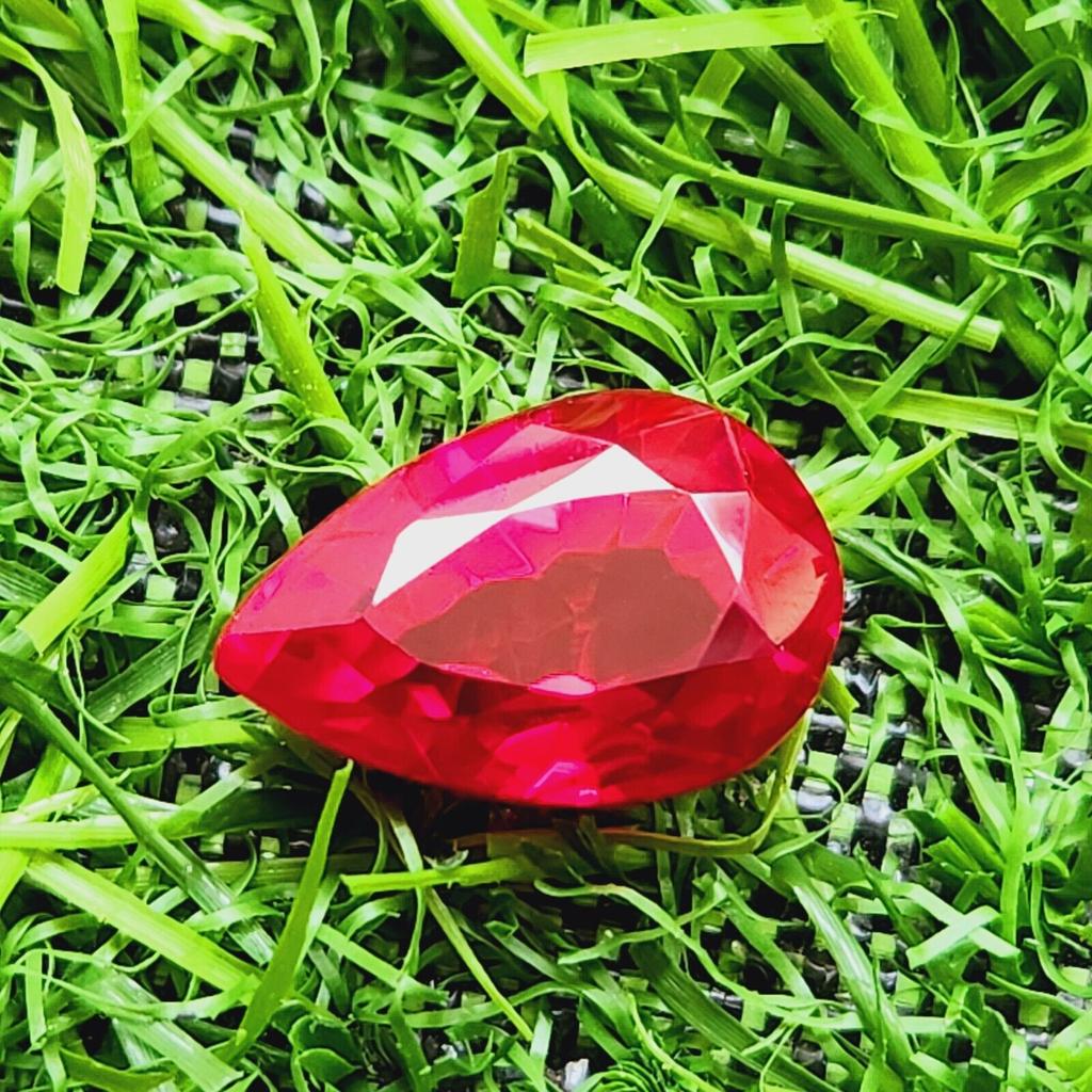 16.30 Ct Heated Ceylon Red Ruby Pear Cut Faceted Loose Gemstone