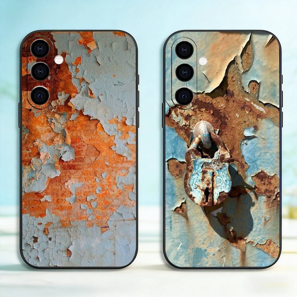 Industrial Style Retro Rusty Phone Case Black Silicone Soft For Samsung Galaxy A73,A72,A71,A70,A53,A52,A51