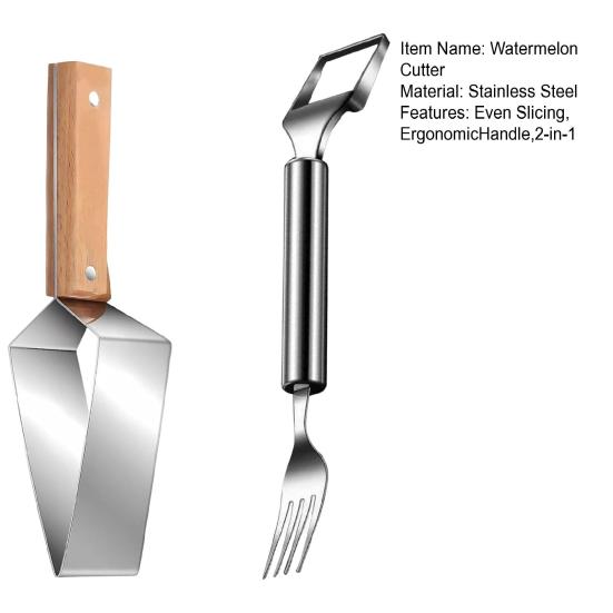 Watermelon Fork Slicer Cutter, 2-in-1 Watermelon Fork Slicer, Triangle Watermelon Cutter, Double-Headed Fruit Forks Slicer for Kitchen Camping Party