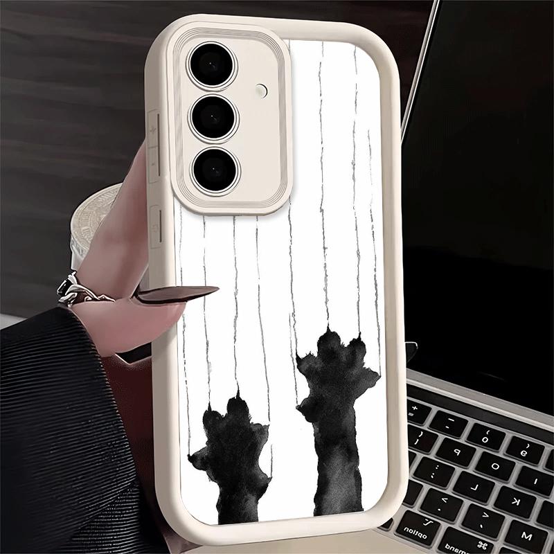 Phone Case for Samsung Galaxy S26 S25 Ultra S24 FE Cat Footprint Funny Scratch Paw Cute Shell S23 Plus S22 + S21 S20 5G Soft Sil