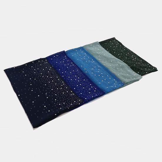 Lightweight Scarf Hot Drill Imitation Pearls Decor Headwrap Women Solid
