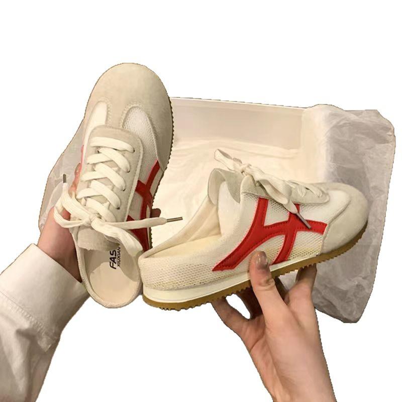 Baotou Half Slippers Women's New Spring and Summer Lazy Pregnant Women Without Heels Casual White Shoes