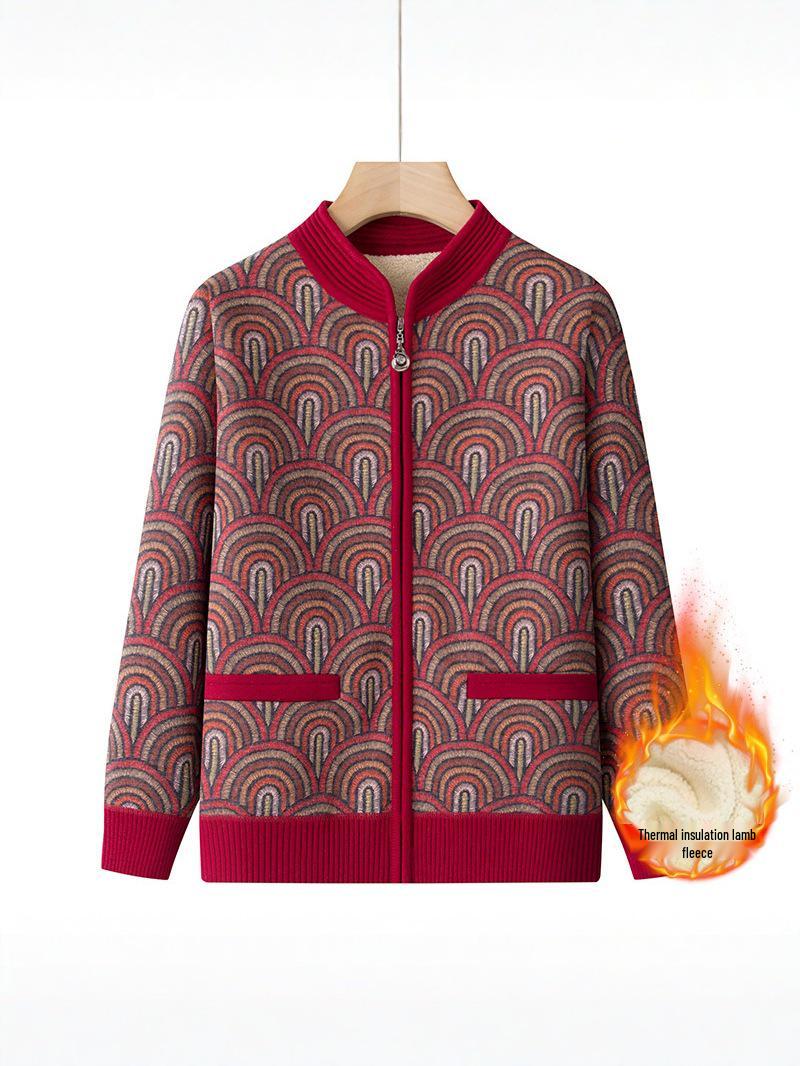 Women s Warm Lambswool Knit Cardigan - Plus Velvet, Stylish, and Cozy for Autumn/Winter 3XL for 130-145 lbs фиолетовый