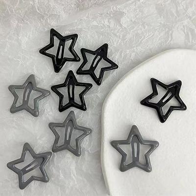 5 Peças Presilhas de Cabelo Estrela Preta Cinza para Meninas Charme Cool Estética Presilha de Cabelo Bb para Mulheres Pentagrama Harajuku Acessórios de Cabelo da Moda