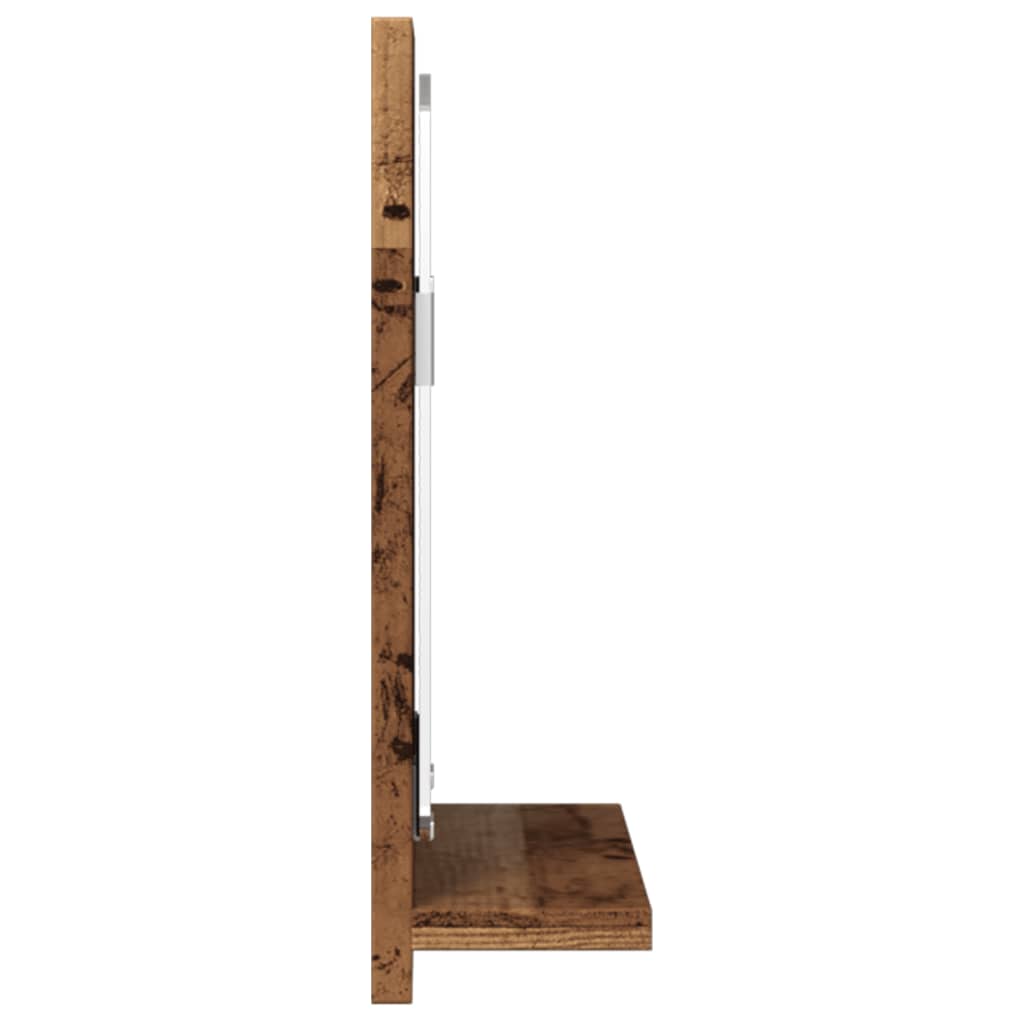 Retro Badezimmerspiegel mit Ablage, wandmontierter Bade- und Schminkspiegel, 40x11x37 cm