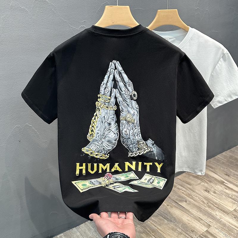 Aktualisiertes Sommer Herren Baumwolle Bedrucktes Dünnes Kurzarm-T-Shirt Herren T-Shirt Top