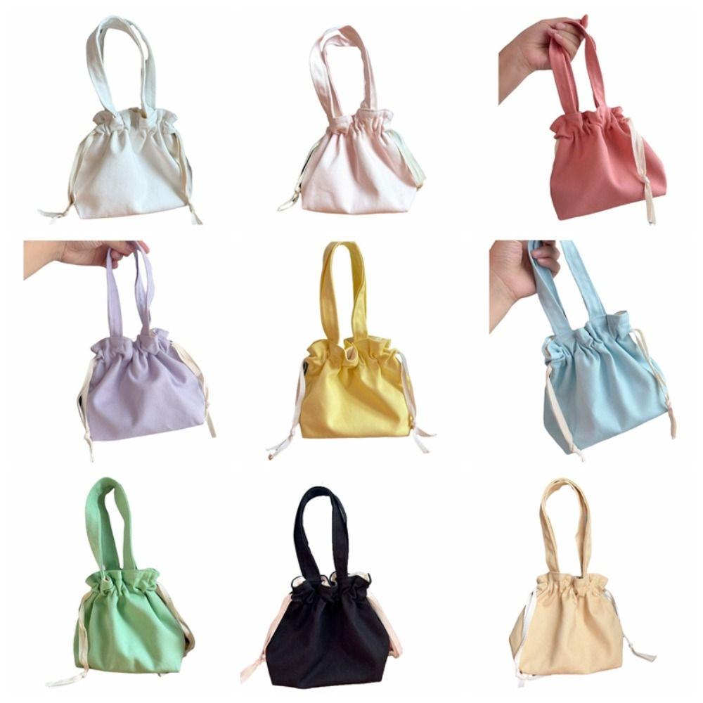 Solid Color Drawstring Storage Bag Large Capacity Portable Toiletry Bag Fashion Cosmetic Bag  Women