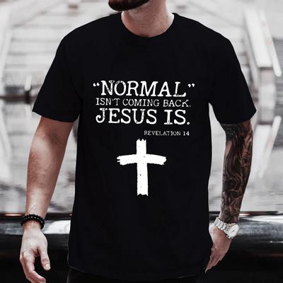 Herren T-Shirt Kreuz & Jesus Buchstabenmuster Grafik T-Shirts Sommer Kurzarm Streetwear Y2k Oberteile Männliche Outfits Übergroße Kleidung