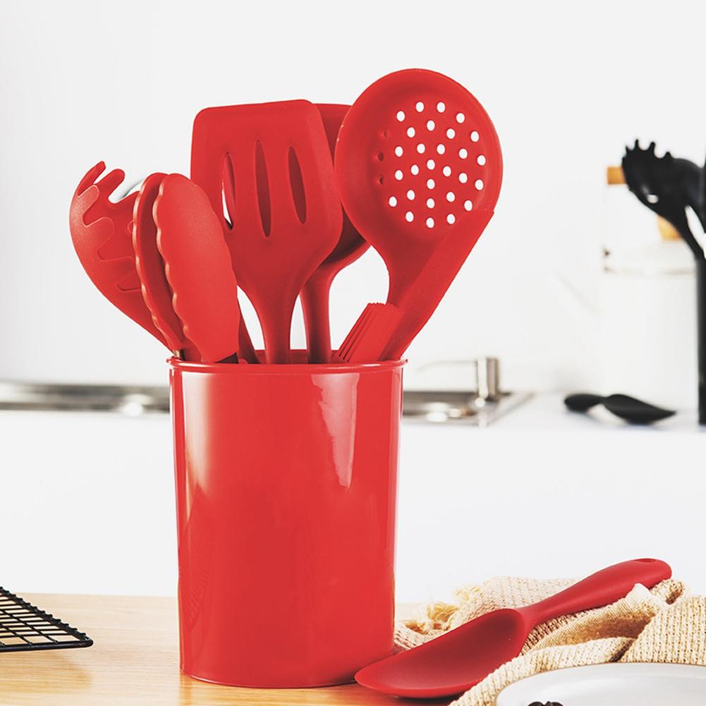 9Pcs Set Household Kitchen Non Stick Cooking Utensils Set Turner Spatula Kitchen Shovel Cookware Set Red