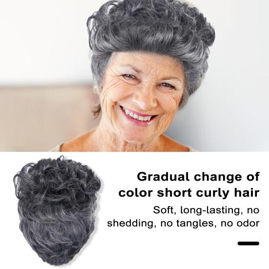 

Африканские женские модные парики для волос, естественный вид, короткий волнистый вьющийся парик, высокотемпературный шелк, долговечный, градиентный серый парик, головные уборы, продукт для волос