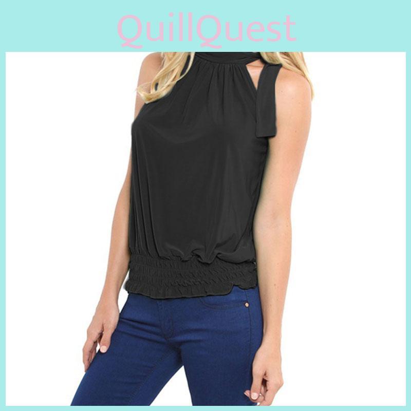 Elegantes Damen Ärmelloses Lotus Chiffon Hemd, das zeitlosen Stil für Bürokleidung ausstrahlt