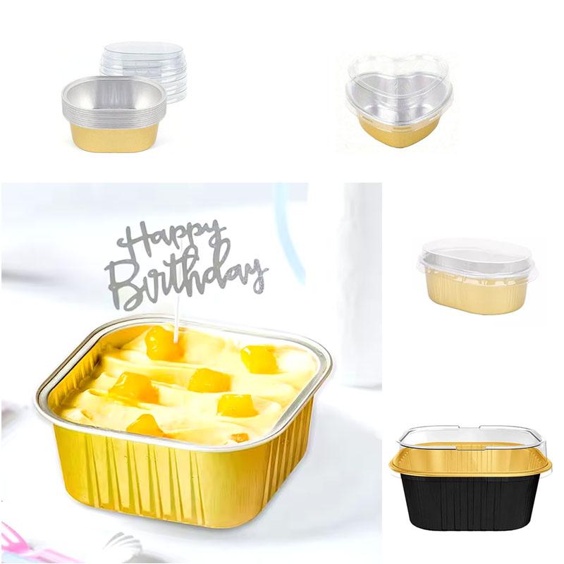 Disposable Baking Cups with Lids Foil Dessert Containers for Cupcakes Puddings Muffins Party Events Baking Perfect for Catering