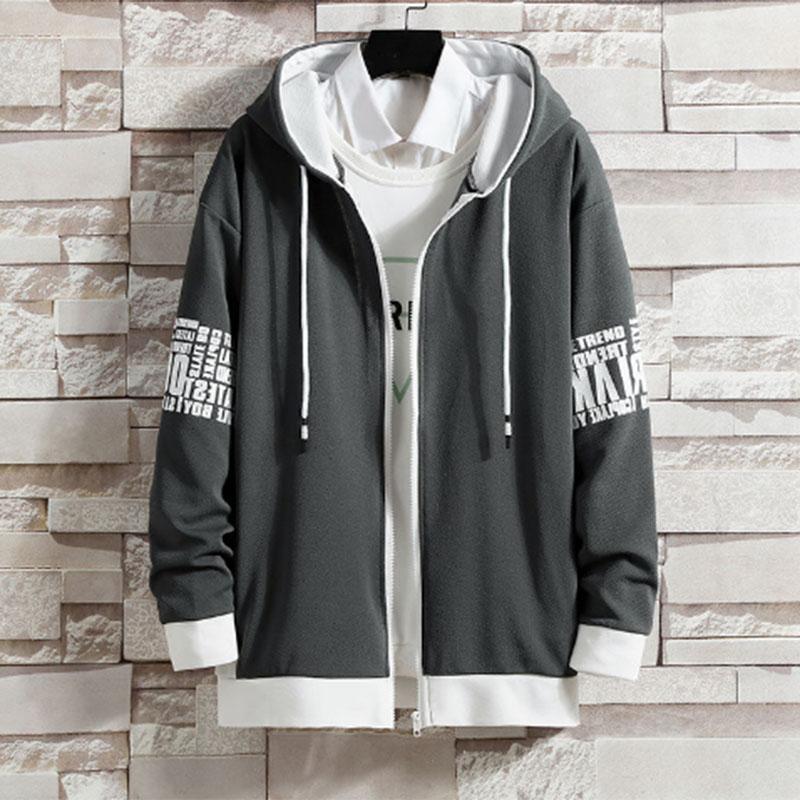 Spring and Autumn Trend Hooded Cardigan Sports Top Trousers Youth Leisure Sports Sweater Student Solid Color Fashion Suit Male