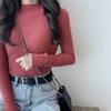 For Autumn and Winter, Wear A Fitted Long-sleeved Semi-high-neck Knitted Sweater As A Student Top