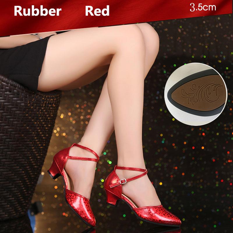 Close Toe Women's Latin Dance Shoes Low Heel 3.5cm Tango Waltz Mambo Rumba Samba Shoes Soft Sole