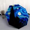 Starry Night Van Gogh-Inspired Automatic Folding Umbrella - Windproof & -Protective, 8-Rib Design, Portable for Commuting & Ou