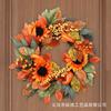Hanging Pumpkin Wreath With Ivy Vine Maple Leaves Halloween Thanksgiving Decor